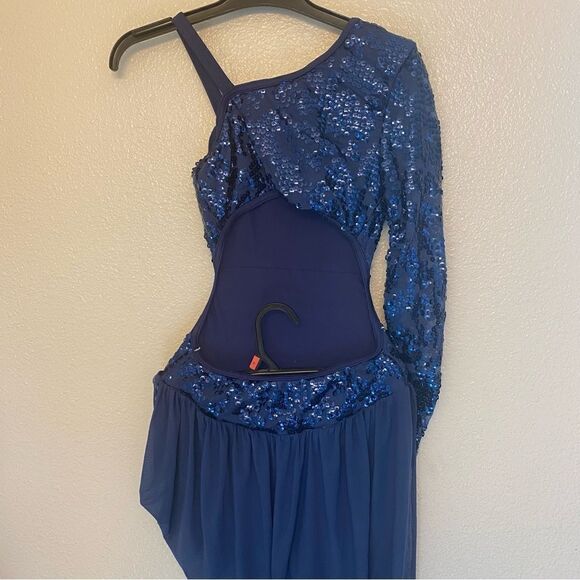 WEISSMAN Dance Costume acro blue jumpsuit unitard Sweet Nothing 7676 child LC - Picture 3 of 15